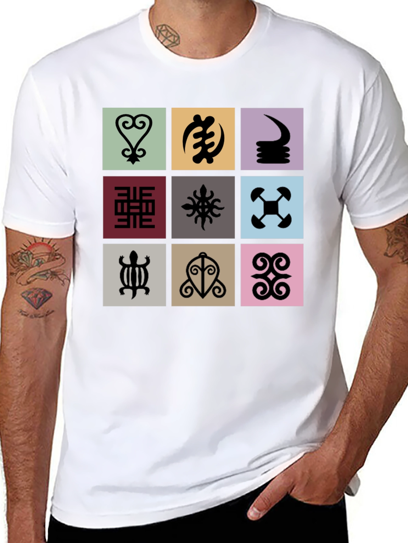 Adinkra Symbols Black T-Shirt - Cultural Graphic Tee