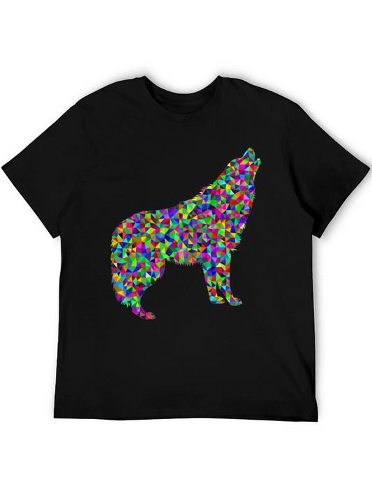 Abstract Wolf Graphic Tee - Modern Geometric Design
