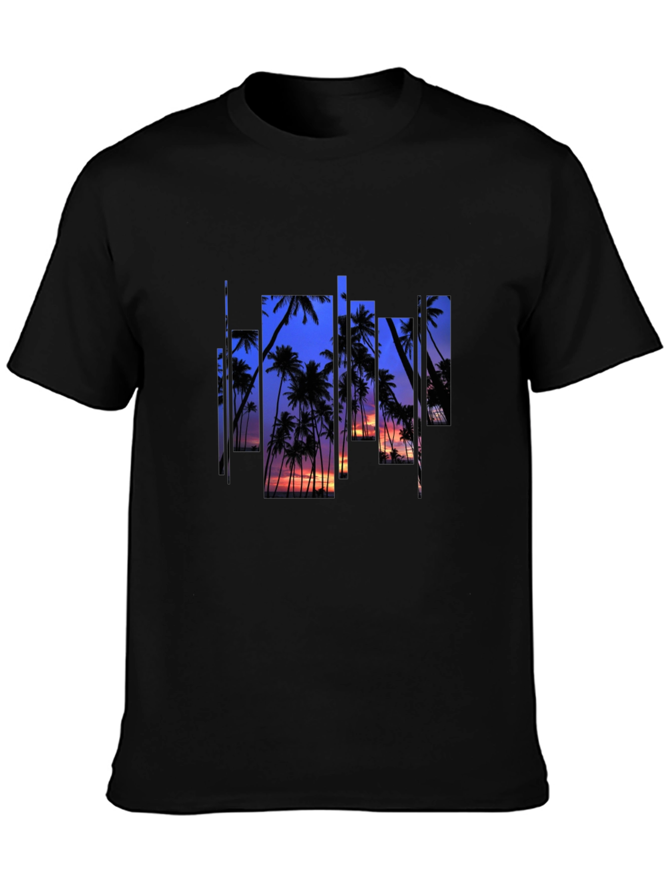 Sunset Palm Tree Graphic Black T-Shirt