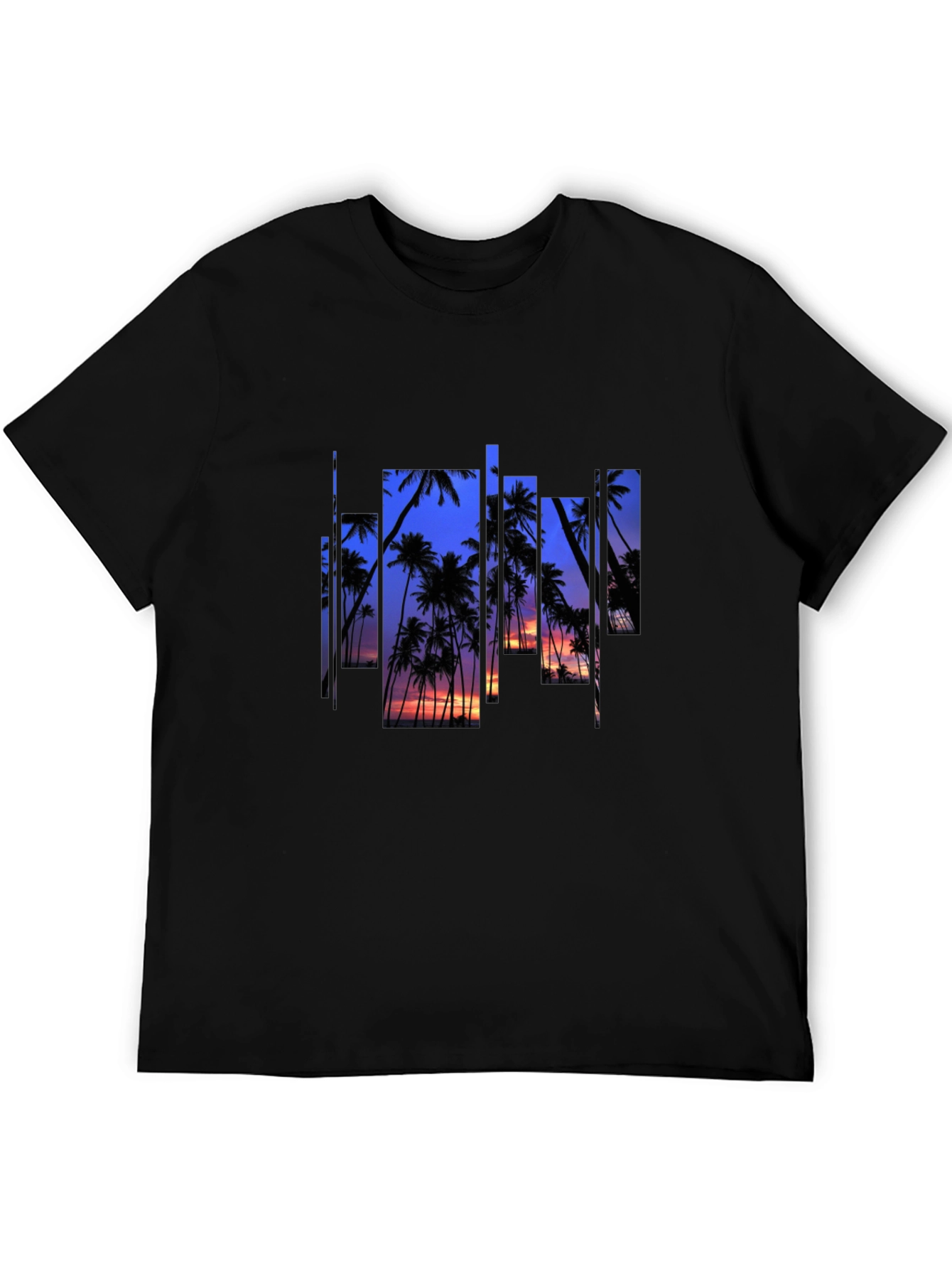 Sunset Palm Tree Graphic Black T-Shirt