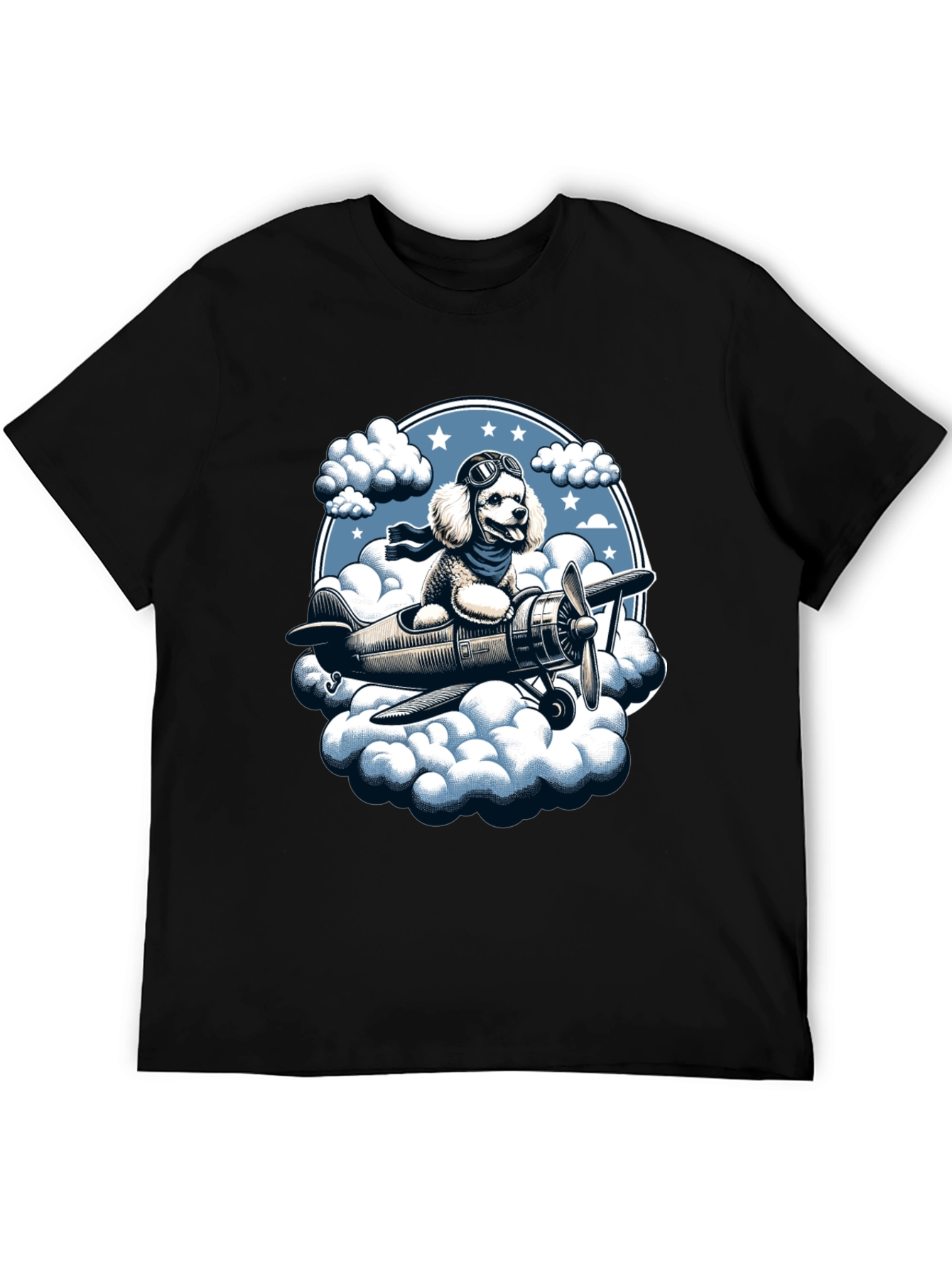 Dog Aviator T-Shirt: Poodle Pilot in the Clouds