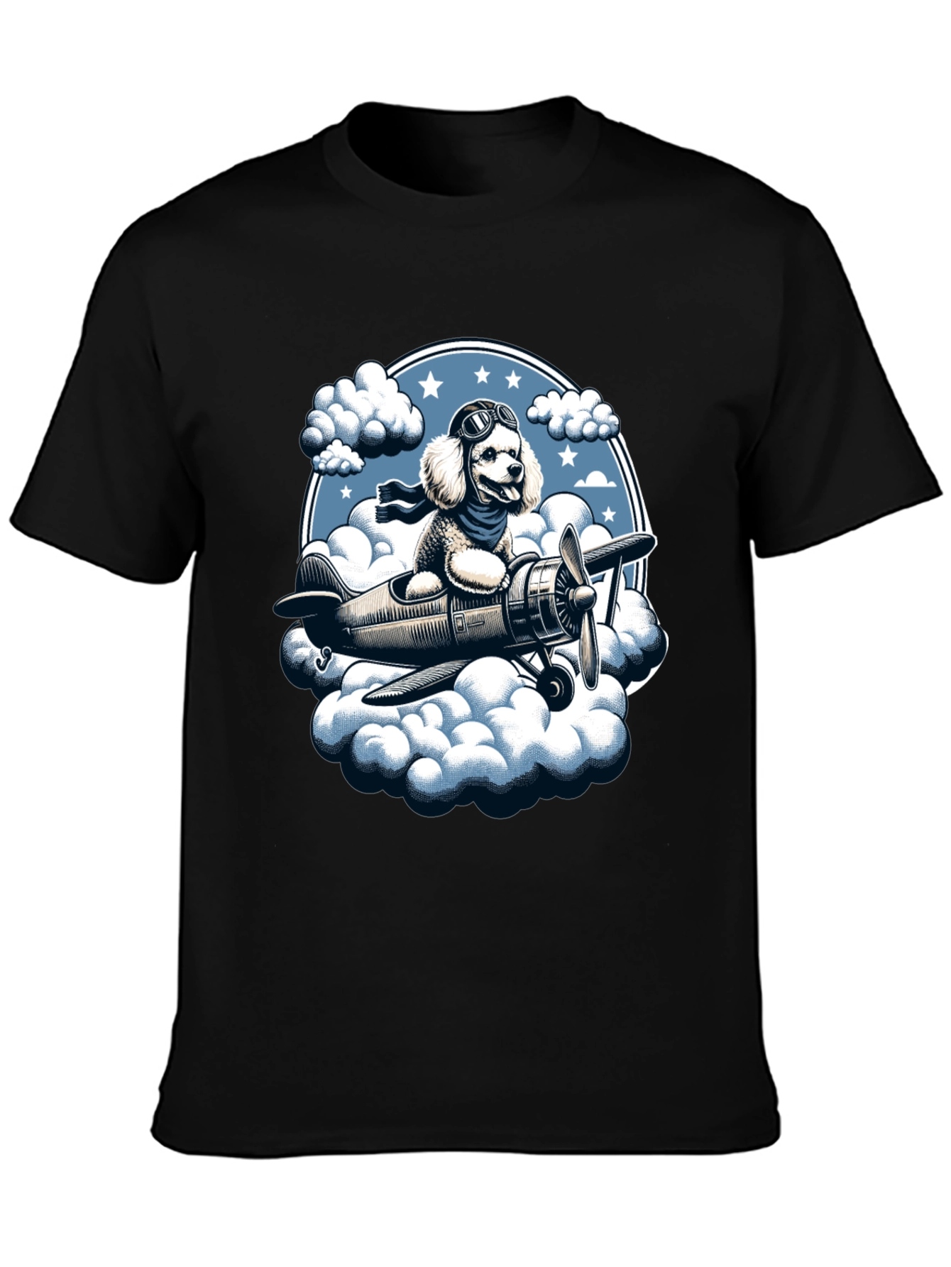 Dog Aviator T-Shirt: Poodle Pilot in the Clouds
