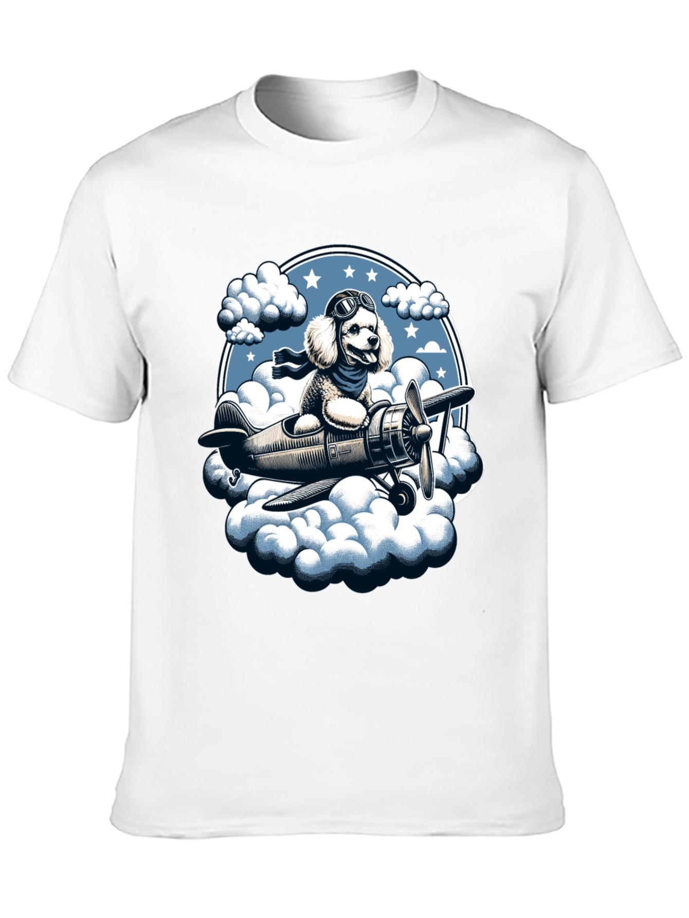 Dog Aviator T-Shirt: Poodle Pilot in the Clouds