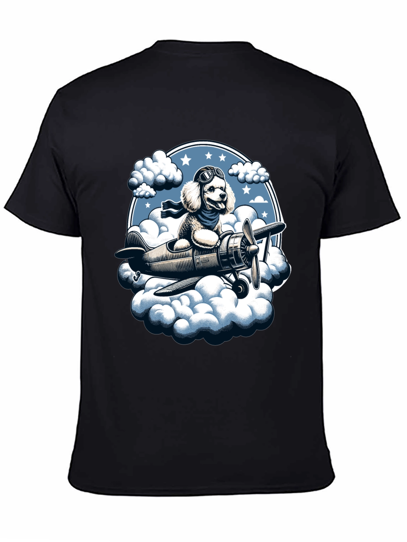 Dog Aviator T-Shirt: Poodle Pilot in the Clouds