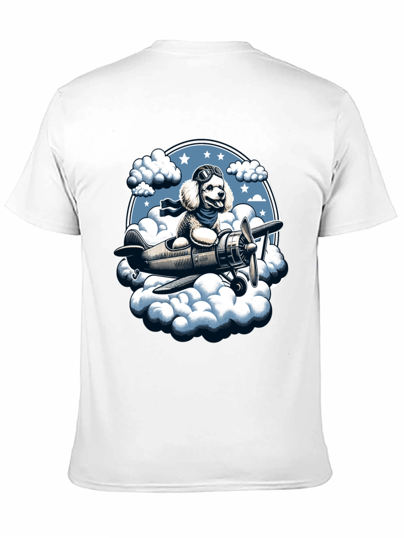 Dog Aviator T-Shirt: Poodle Pilot in the Clouds