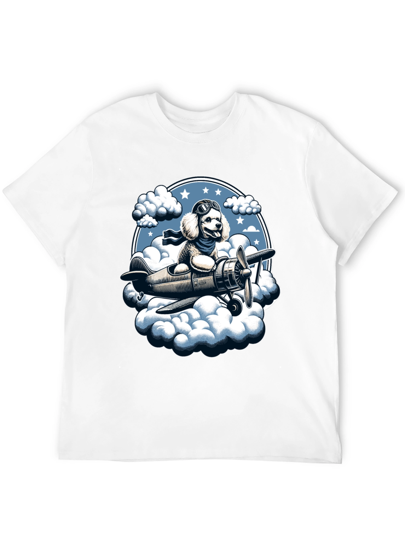 Dog Aviator T-Shirt: Poodle Pilot in the Clouds