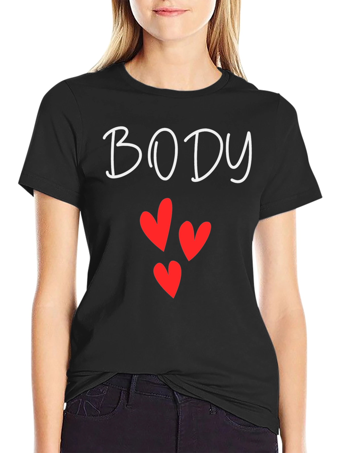 BODY Hearts Graphic Tee - Black Casual T-Shirt