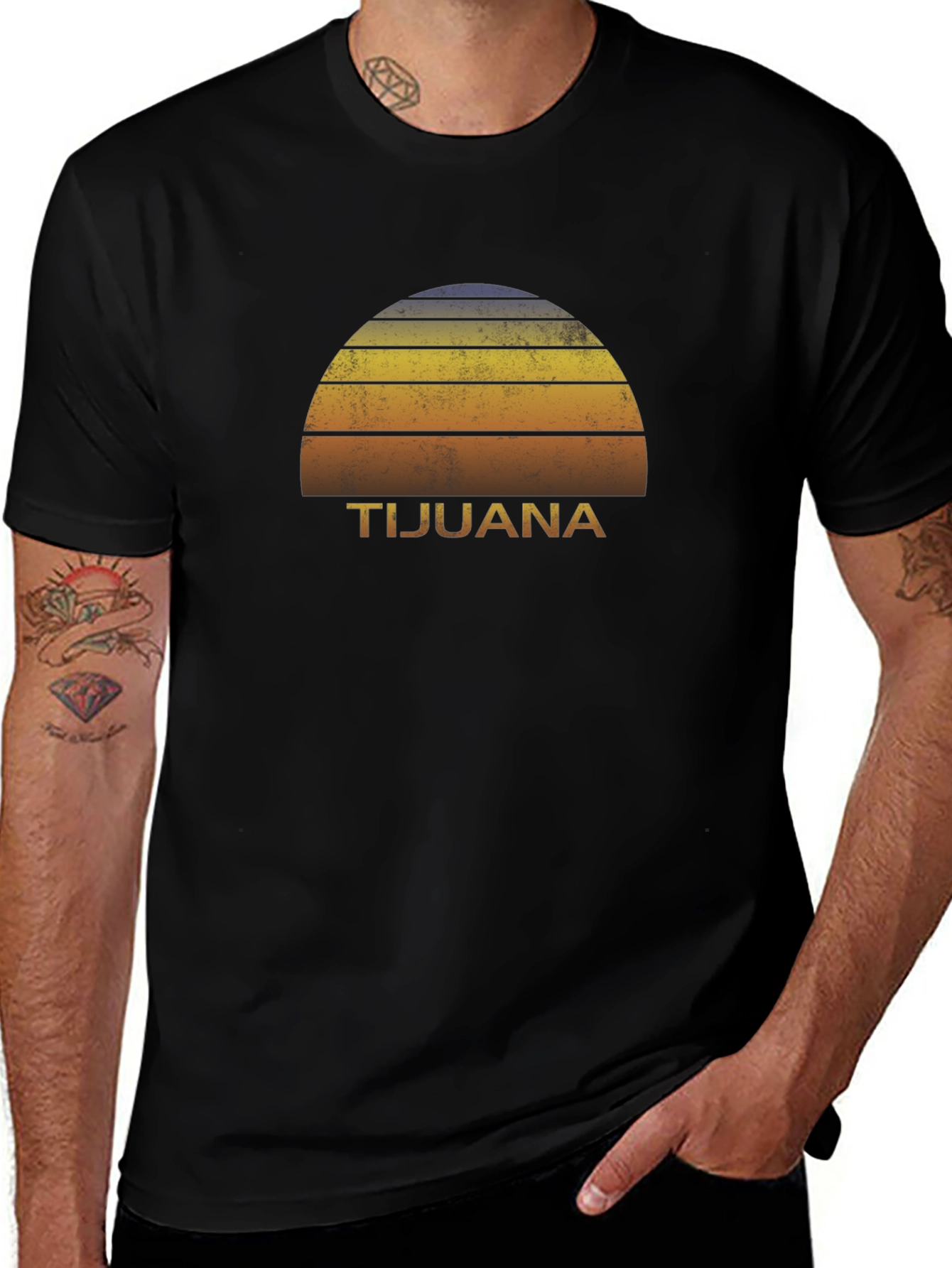Retro Tijuana Sunset Graphic T-Shirt