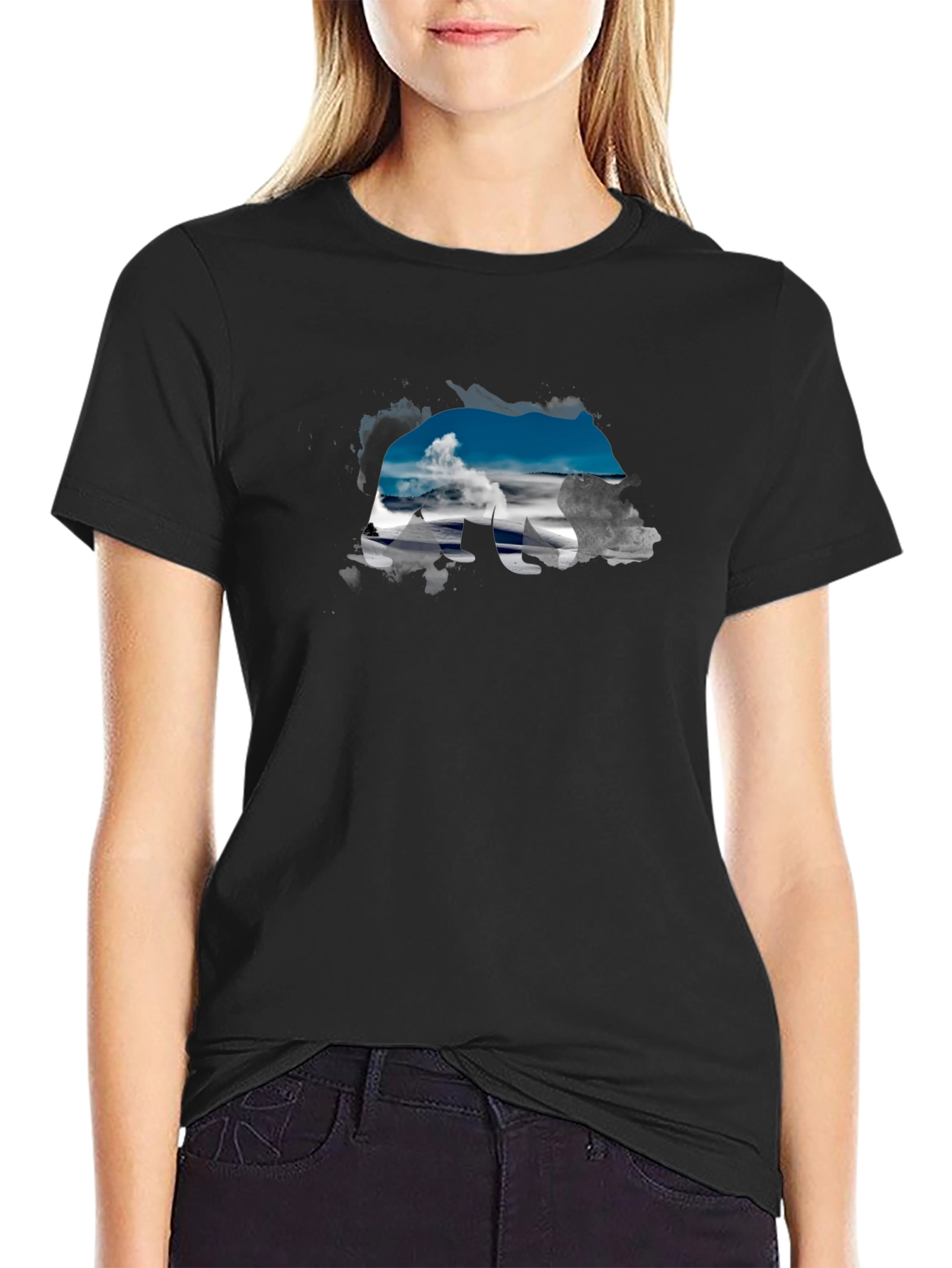 Bear Silhouette Landscape Graphic Tee