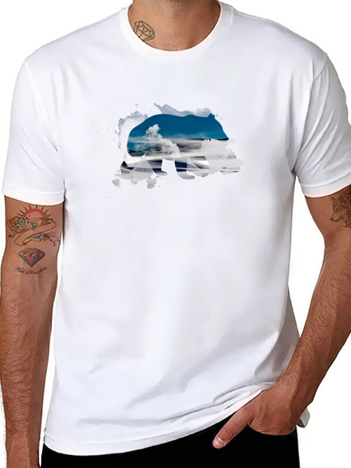 Bear Silhouette Landscape Graphic Tee