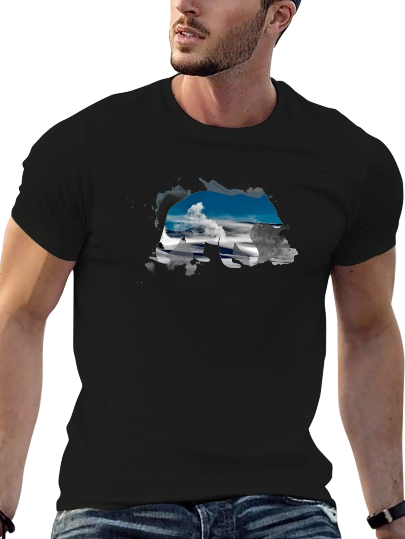 Bear Silhouette Landscape Graphic Tee