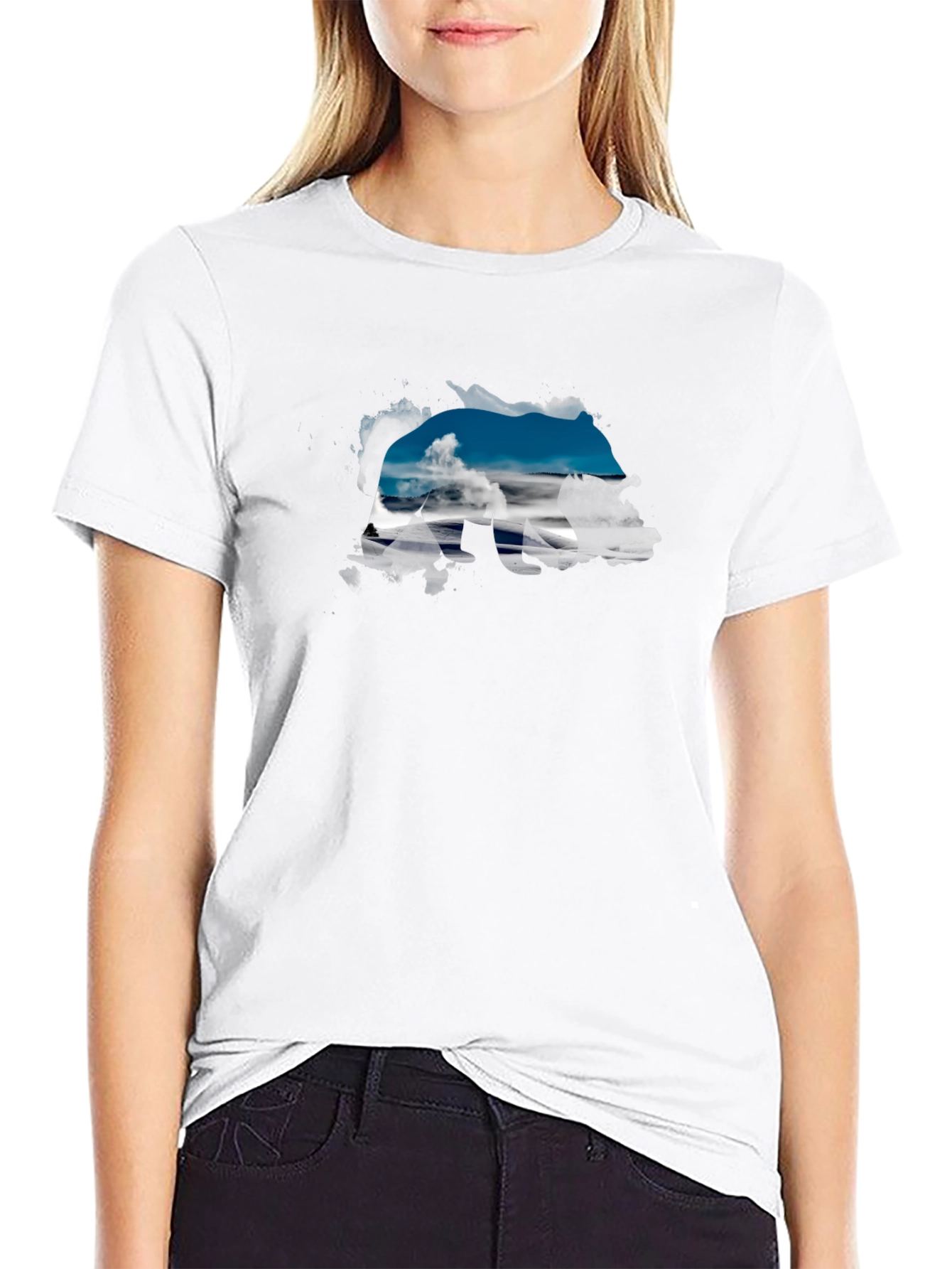 Bear Silhouette Landscape Graphic Tee