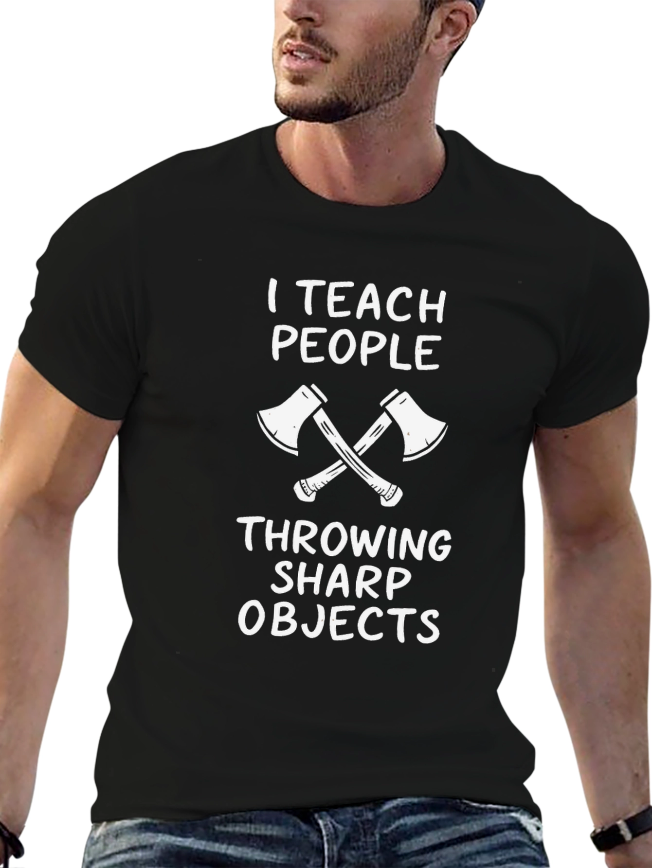 I Teach People Throwing Sharp Objects Black T-Shirt