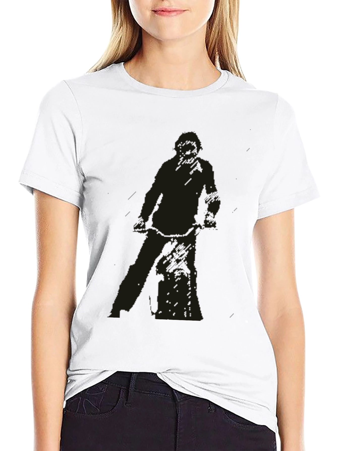 Black T-Shirt with Figure Graphic