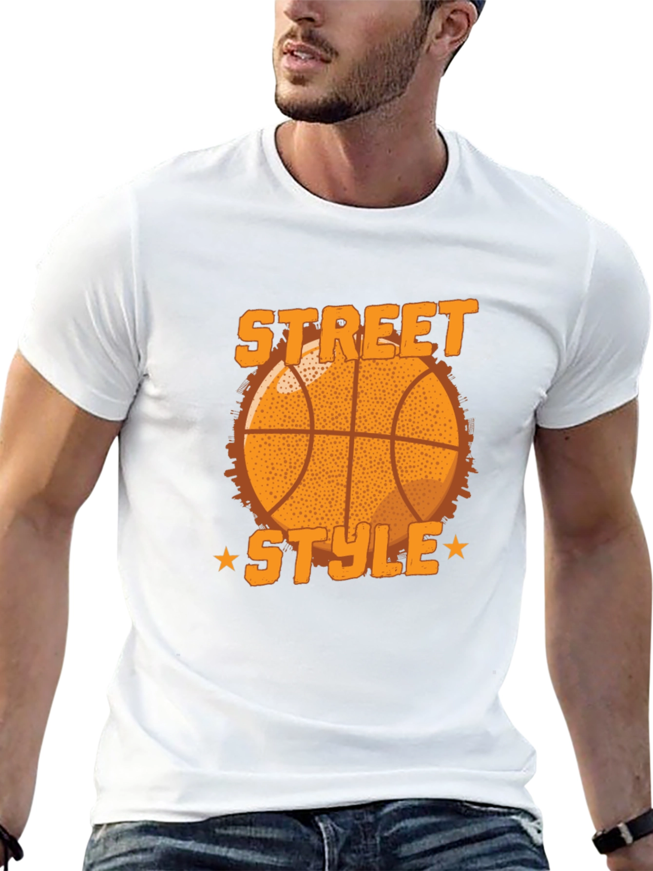 Street Style Basketball Graphic Tee - Black