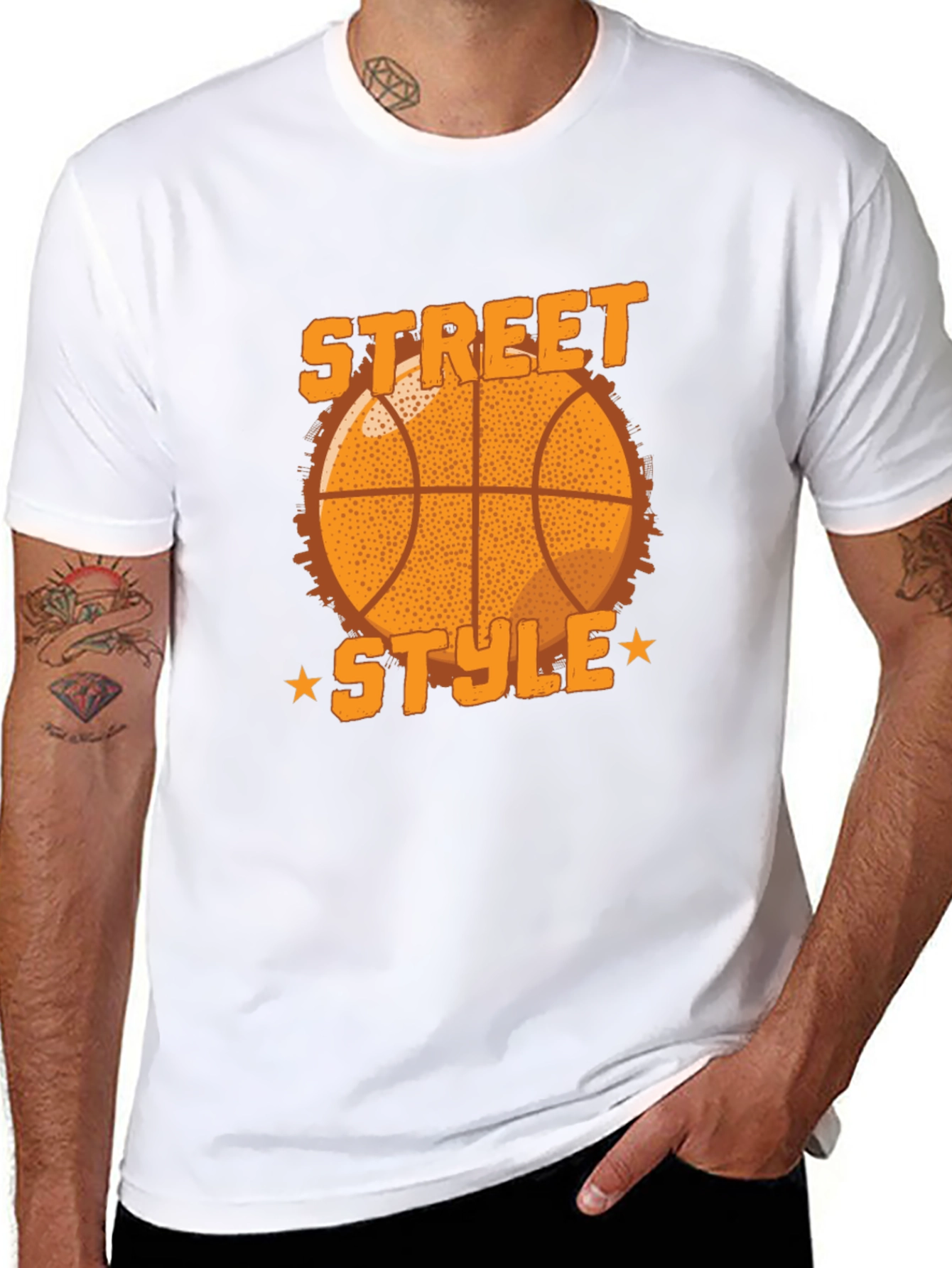Street Style Basketball Graphic Tee - Black
