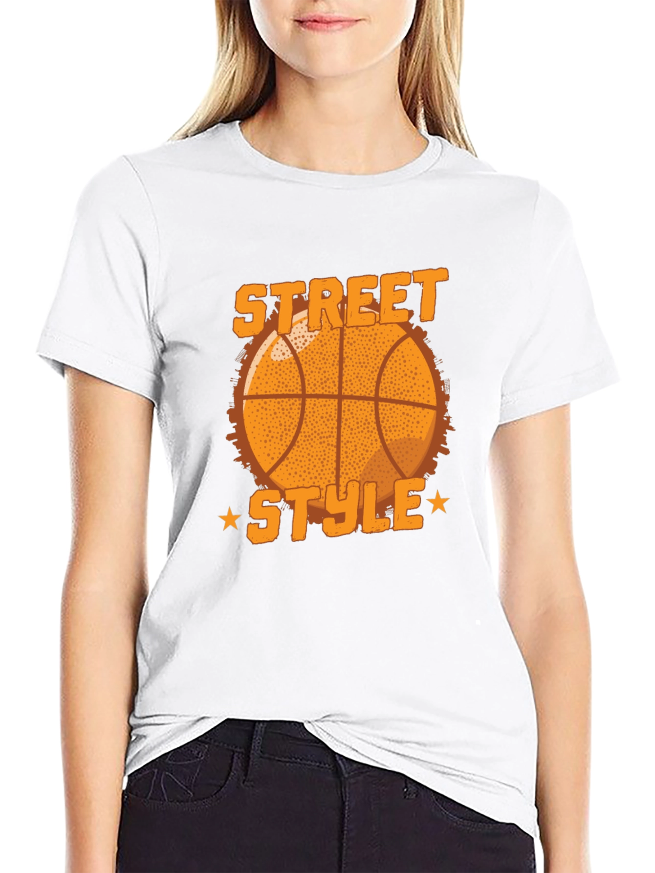 Street Style Basketball Graphic Tee - Black