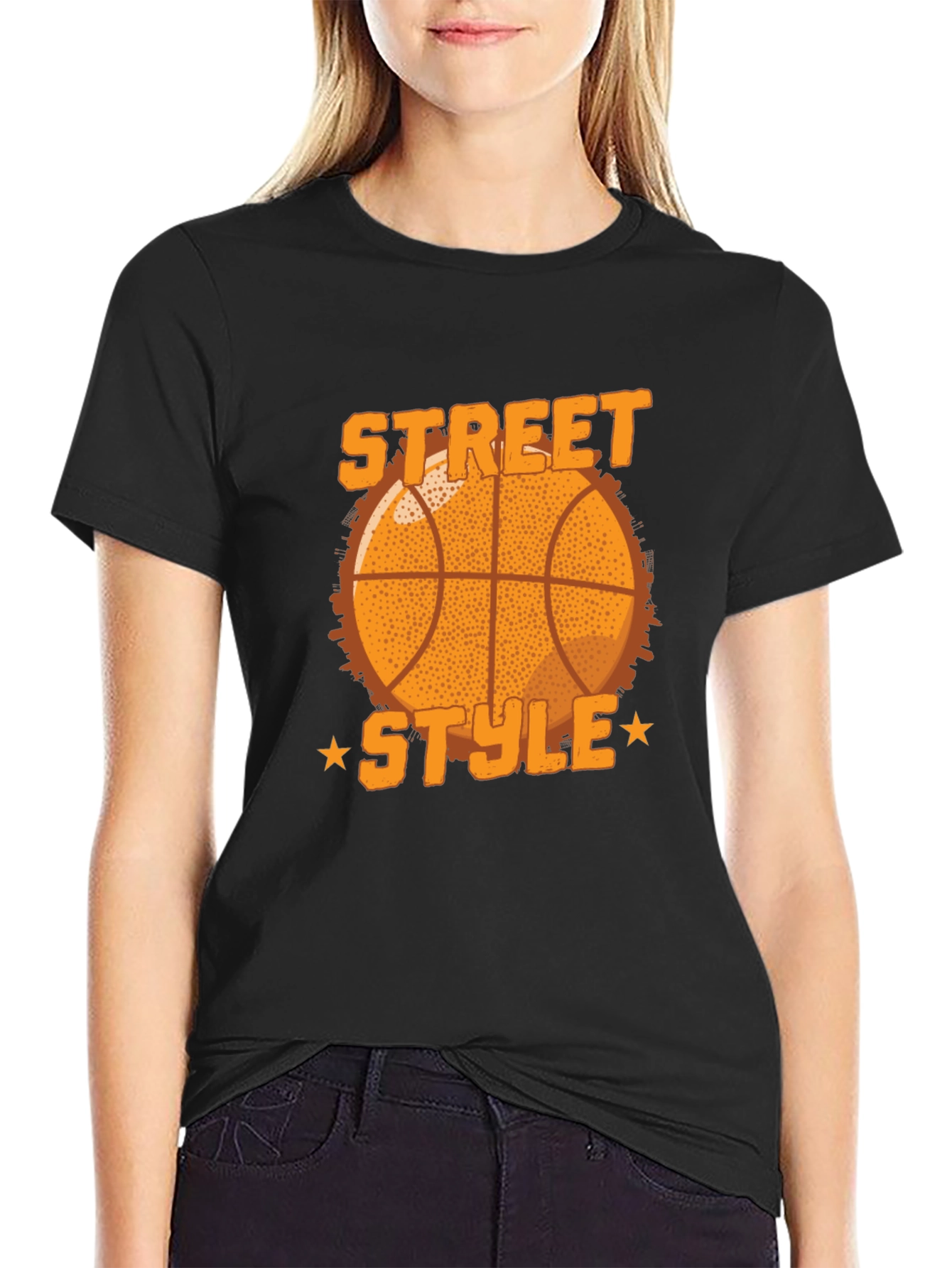 Street Style Basketball Graphic Tee - Black