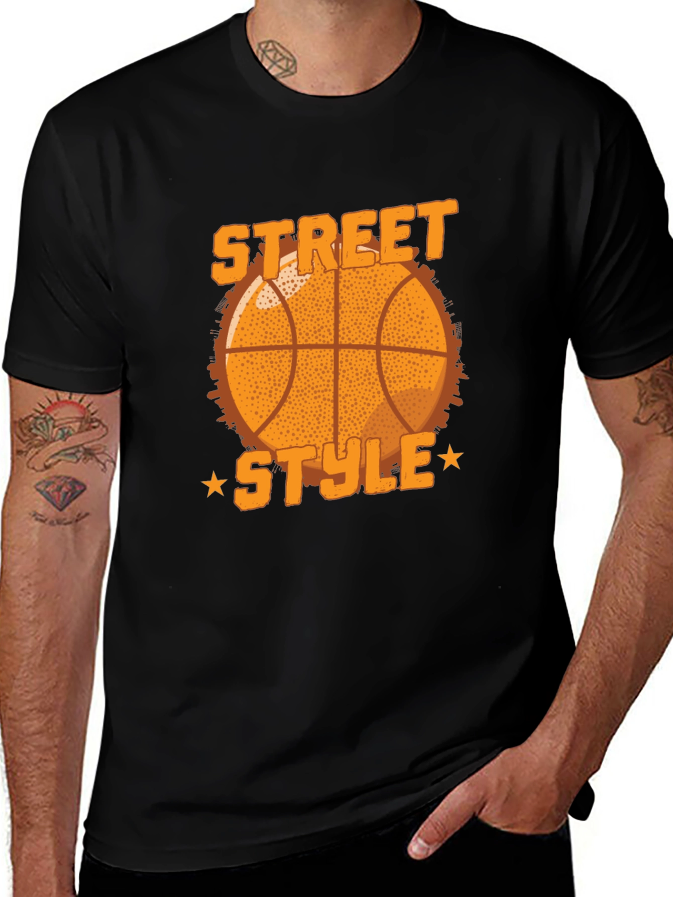 Street Style Basketball Graphic Tee - Black