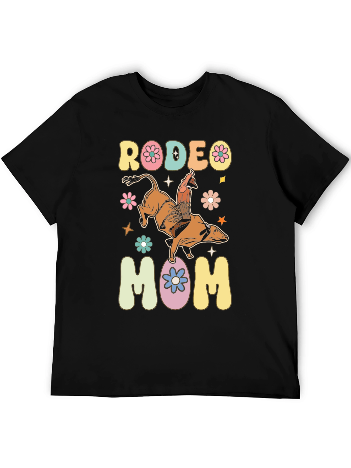 Rodeo Mom Graphic T-Shirt - Retro Bull Riding Design
