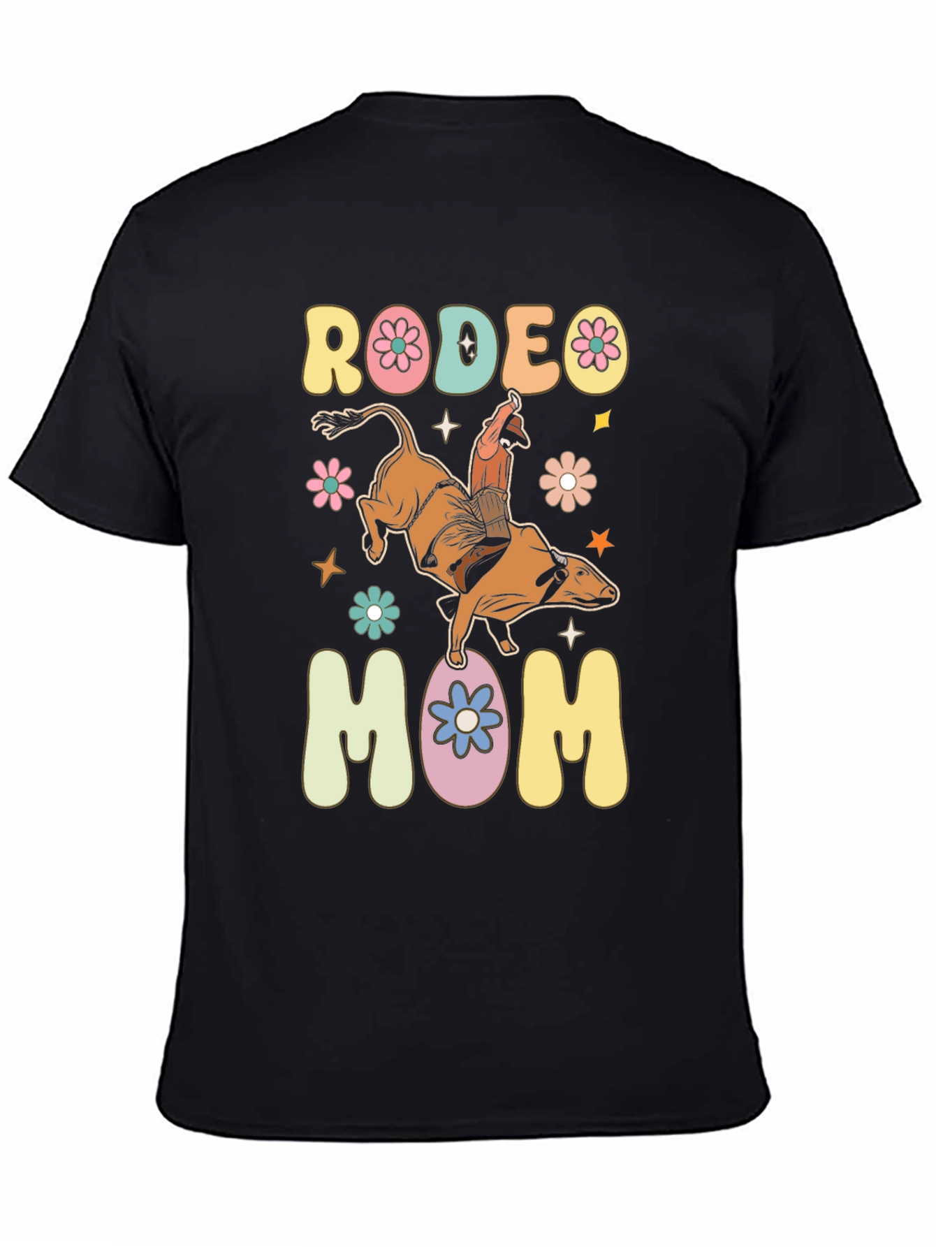 Rodeo Mom Graphic T-Shirt - Retro Bull Riding Design