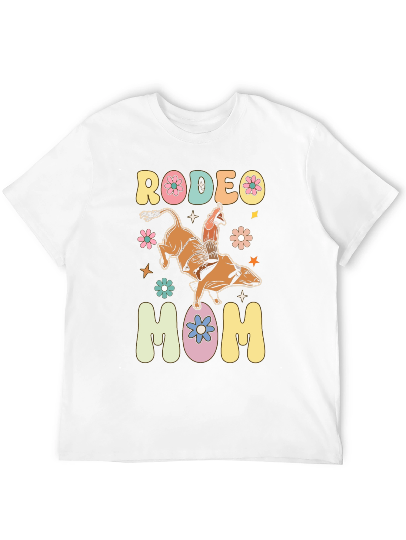 Rodeo Mom Graphic T-Shirt - Retro Bull Riding Design