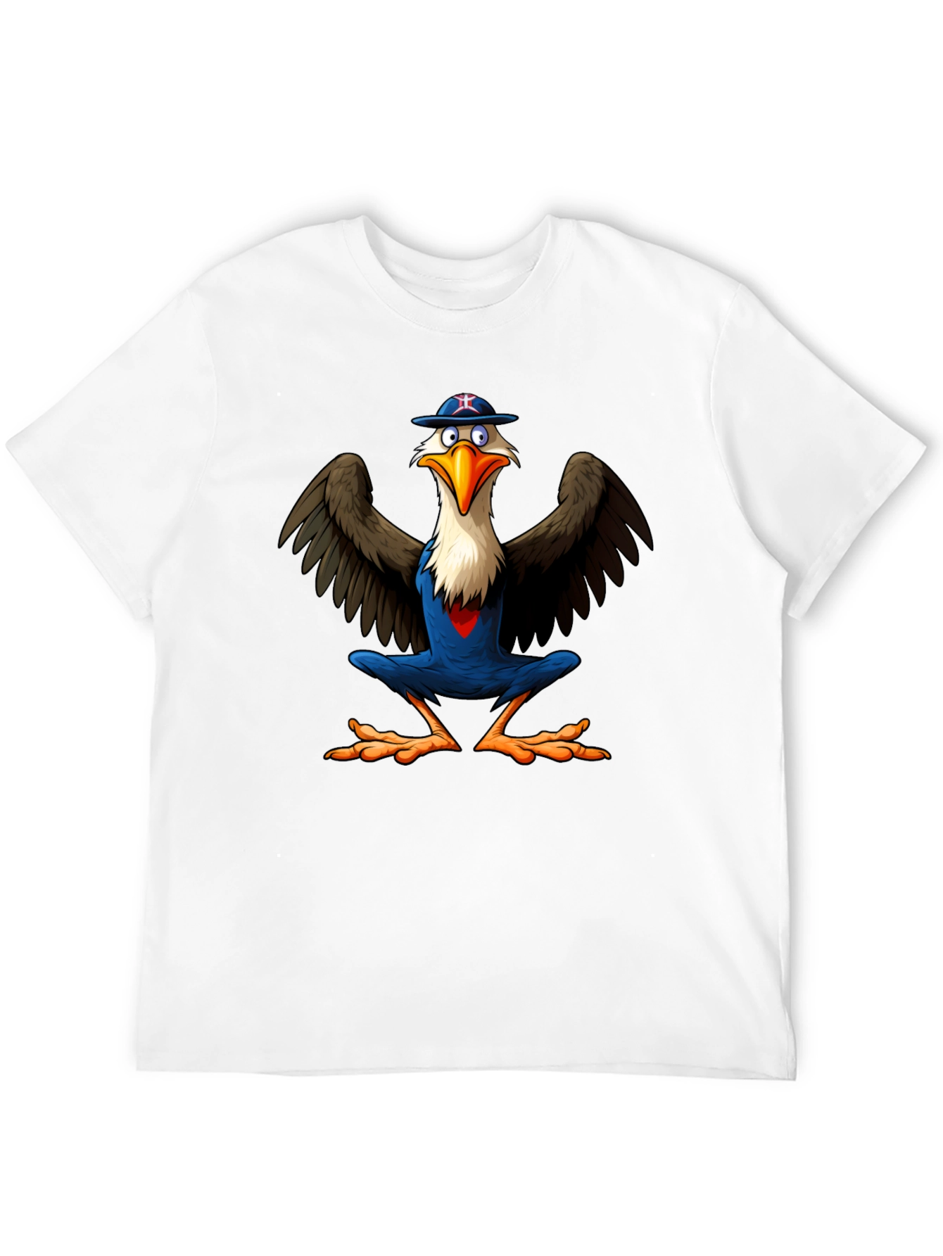 Cartoon Eagle Graphic Tee - Black