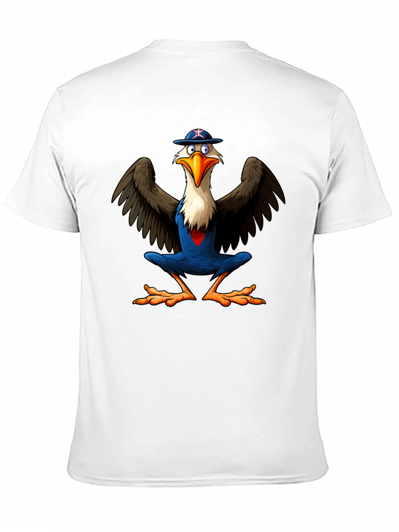 Cartoon Eagle Graphic Tee - Black
