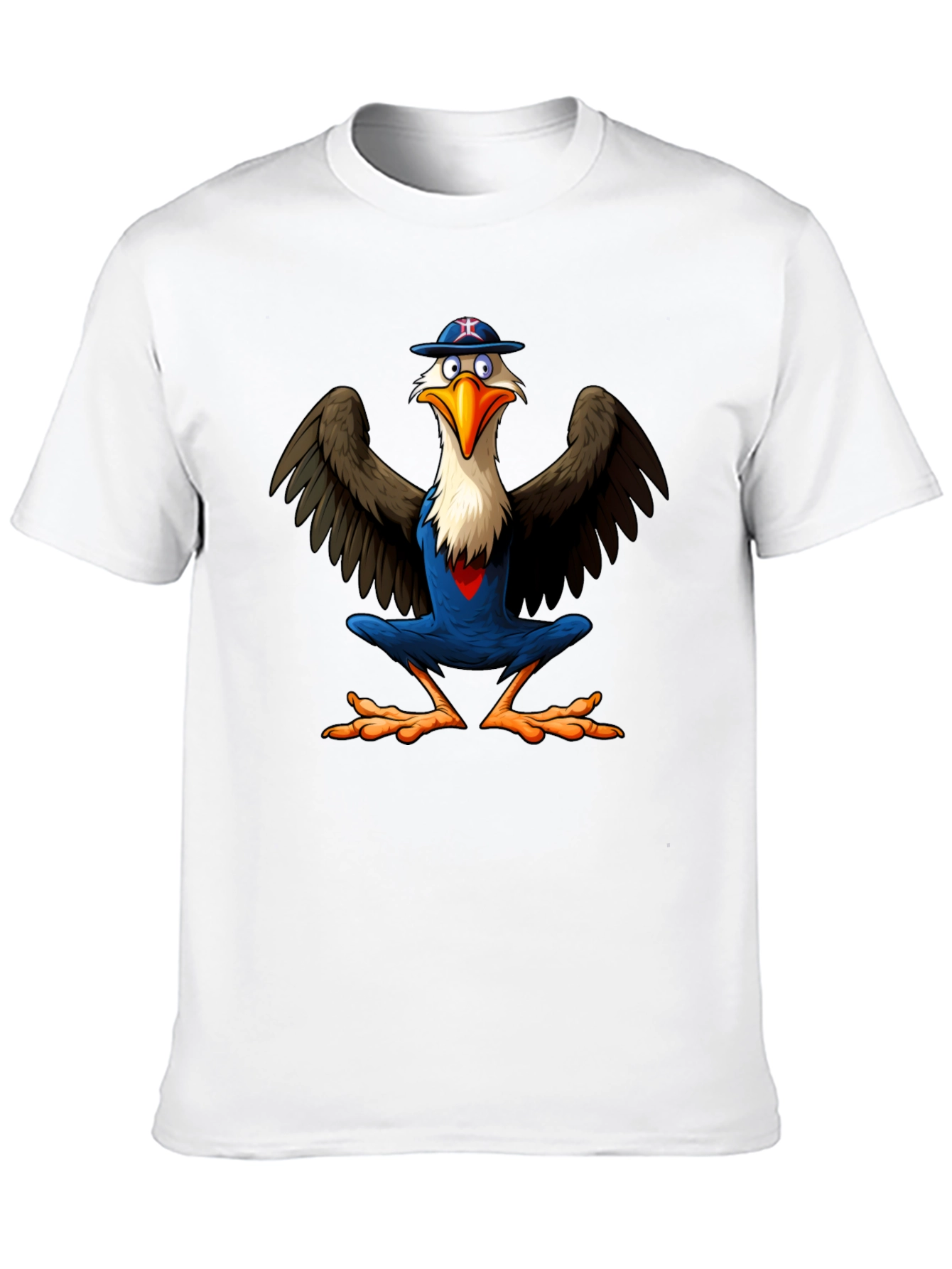 Cartoon Eagle Graphic Tee - Black