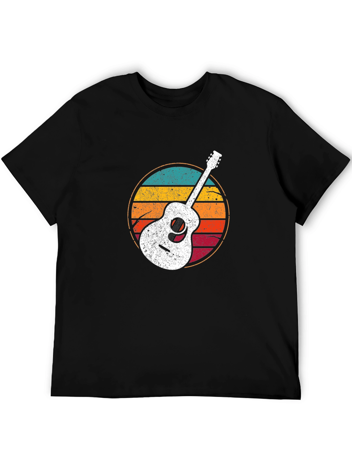 Retro Guitar Graphic T-Shirt - Black