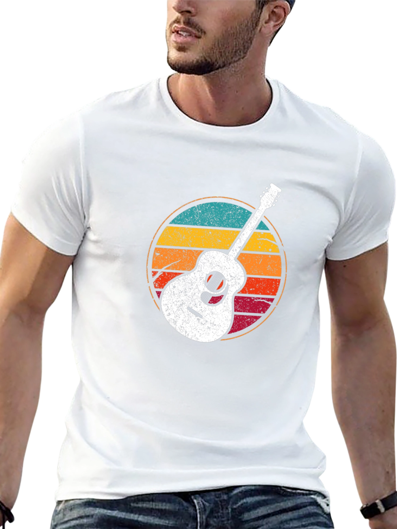 Retro Guitar Graphic T-Shirt - Black