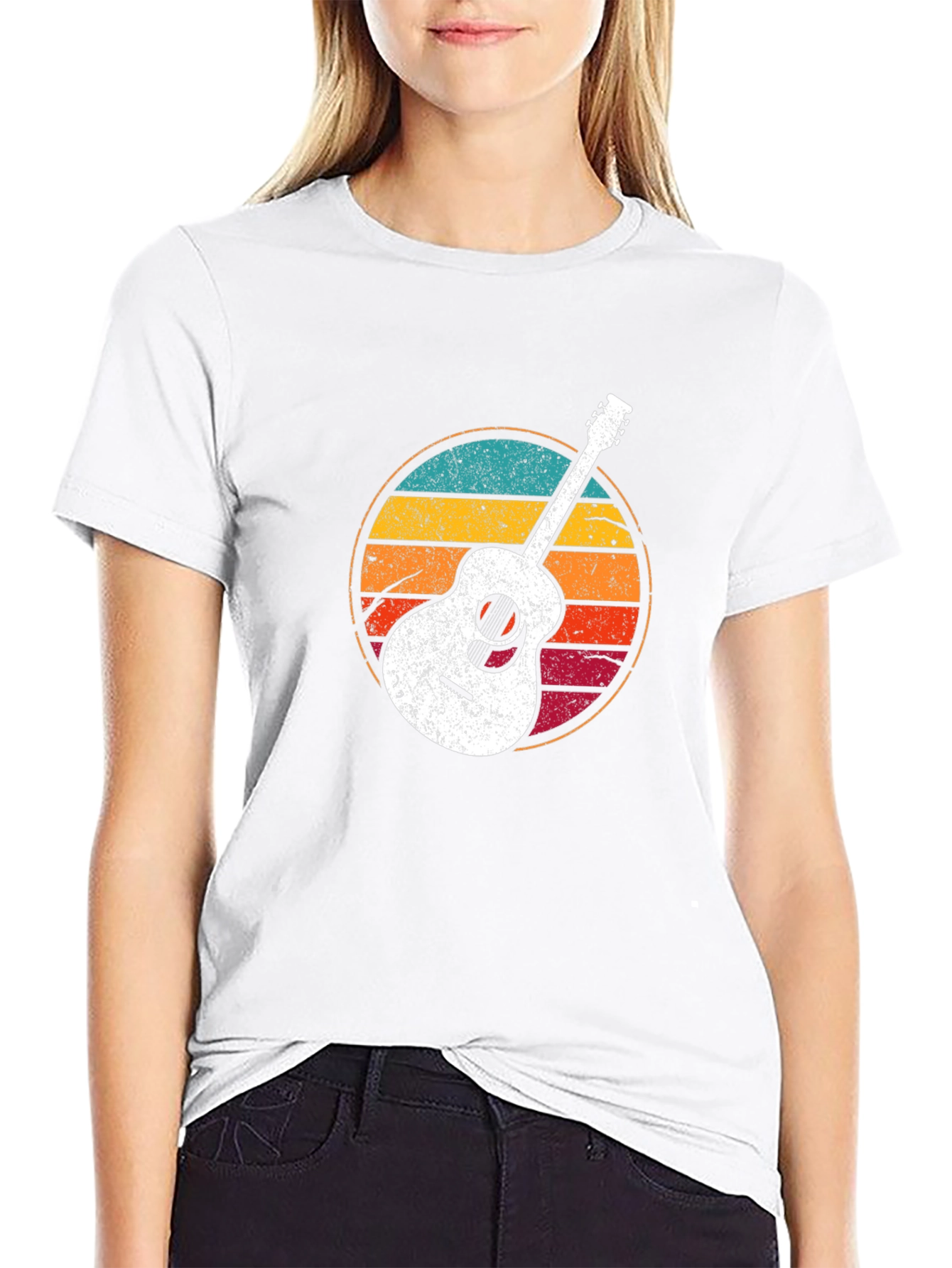 Retro Guitar Graphic T-Shirt - Black