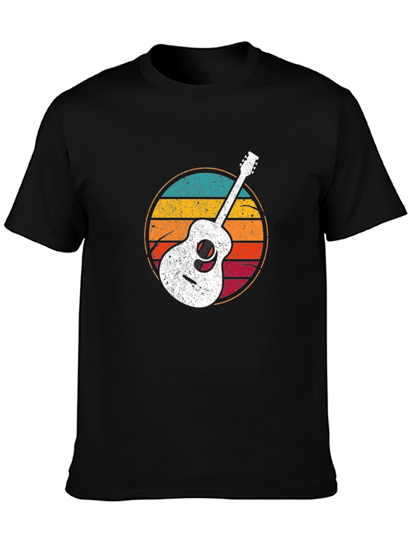 Retro Guitar Graphic T-Shirt - Black