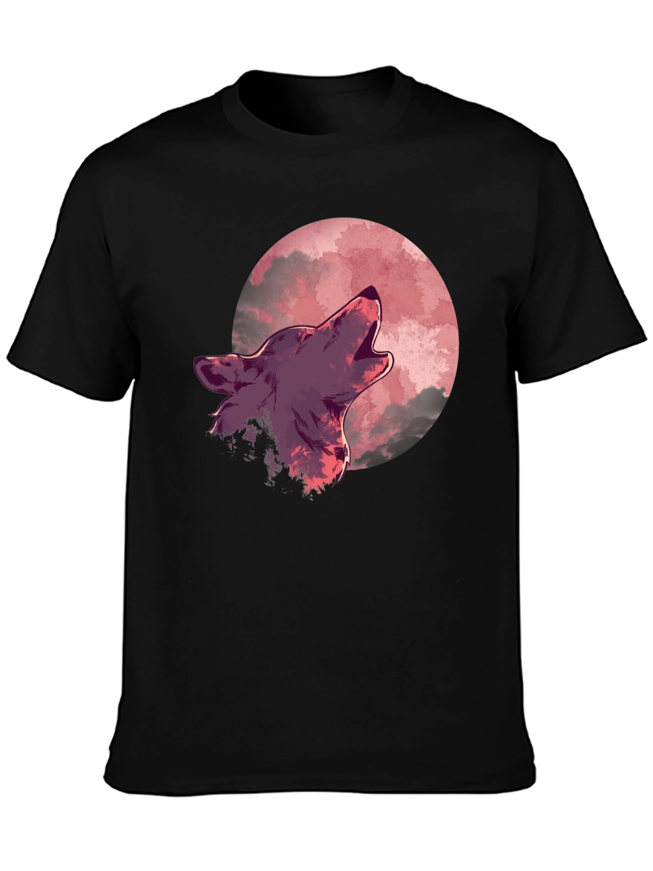 Wolf Howling at Moon Graphic Tee