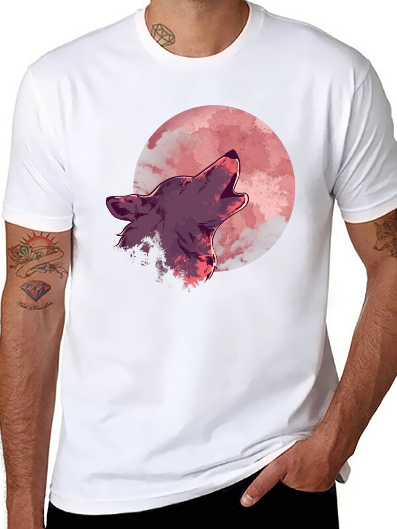 Wolf Howling at Moon Graphic Tee