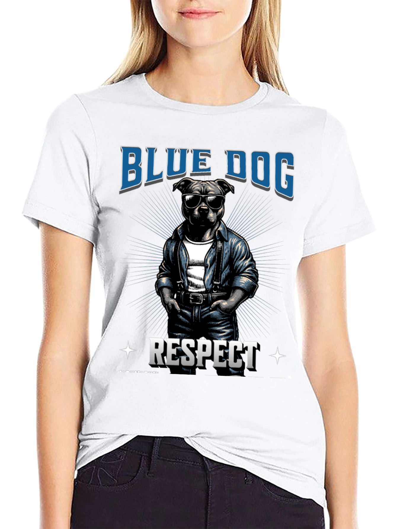 Blue Dog Respect Graphic T-Shirt