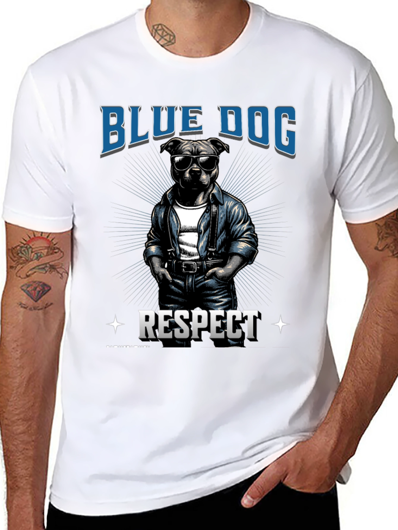 Blue Dog Respect Graphic T-Shirt