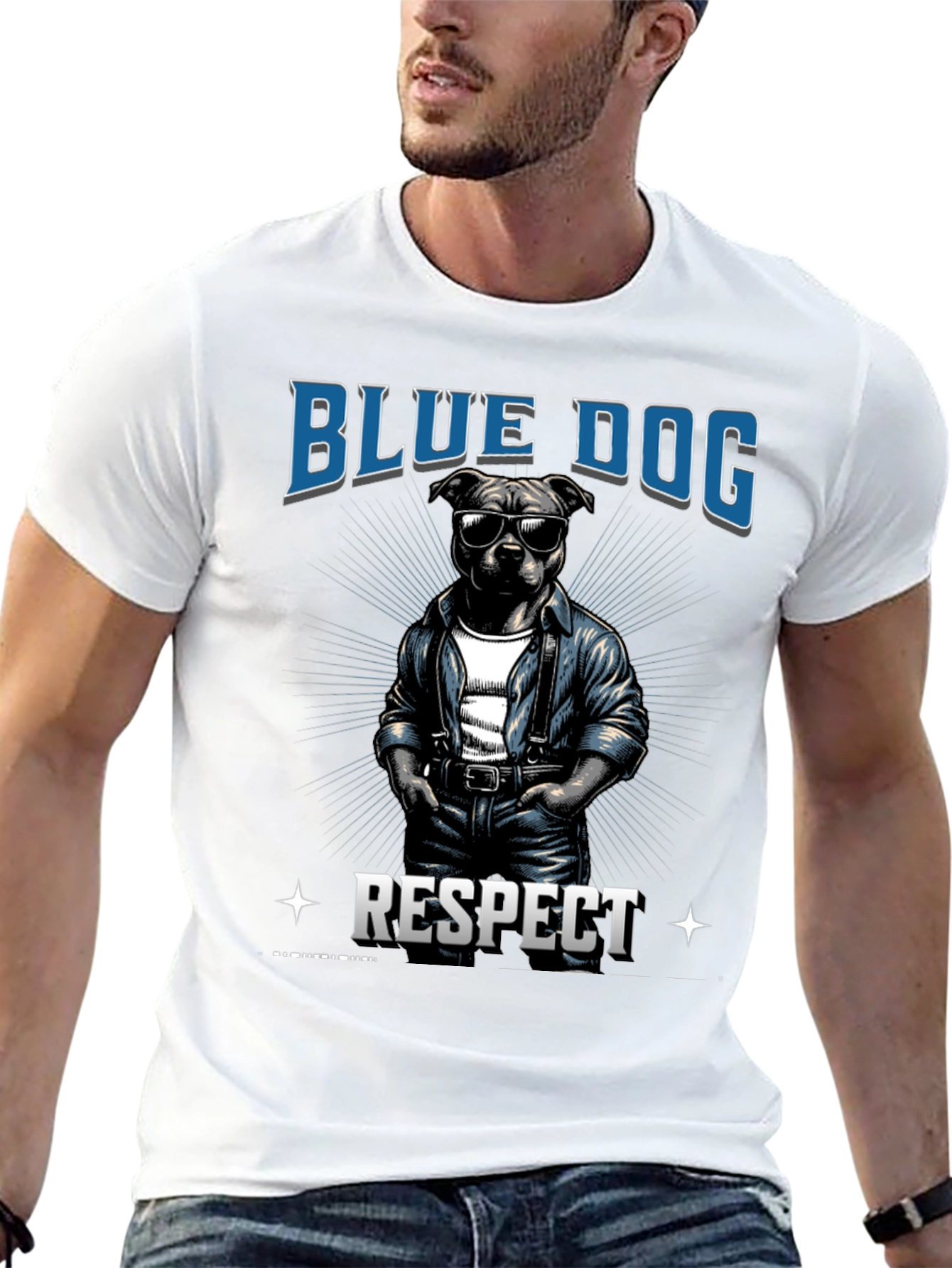 Blue Dog Respect Graphic T-Shirt