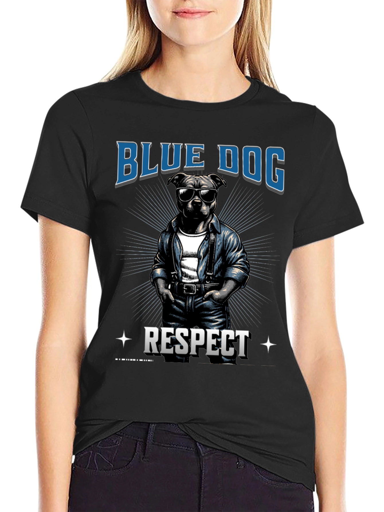 Blue Dog Respect Graphic T-Shirt