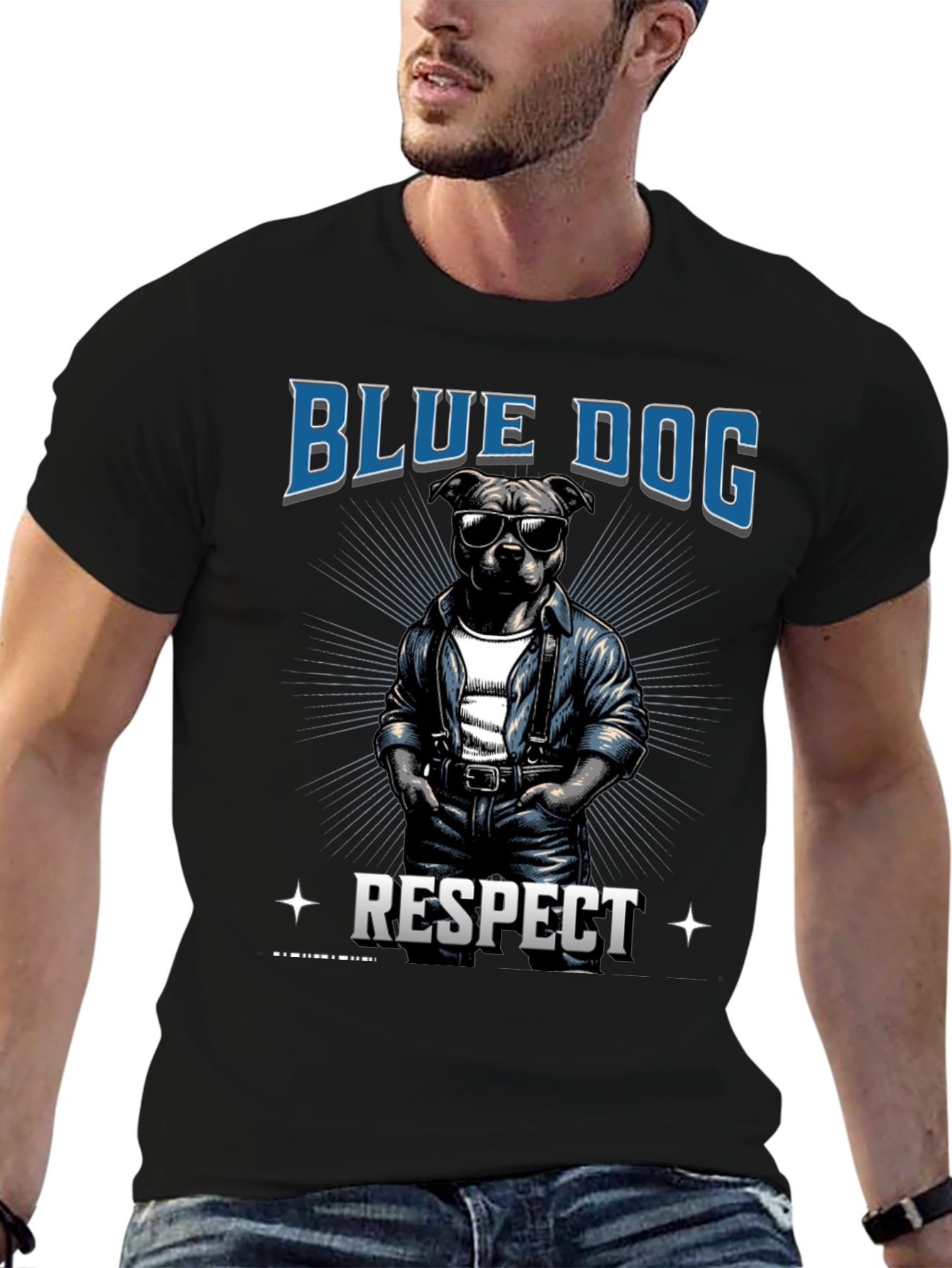 Blue Dog Respect Graphic T-Shirt