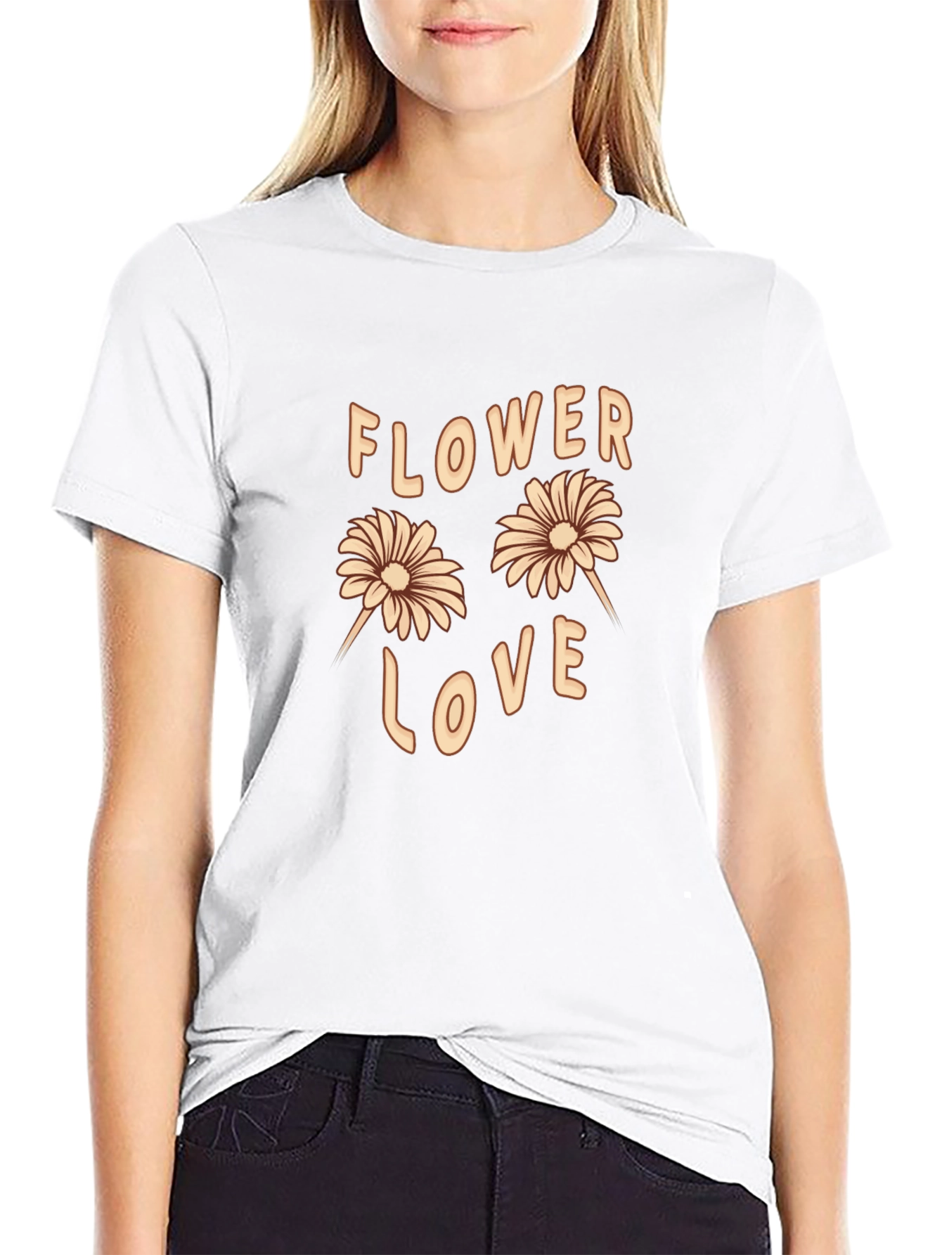 Flower Love Graphic Tee - Trendy Casual T-Shirt