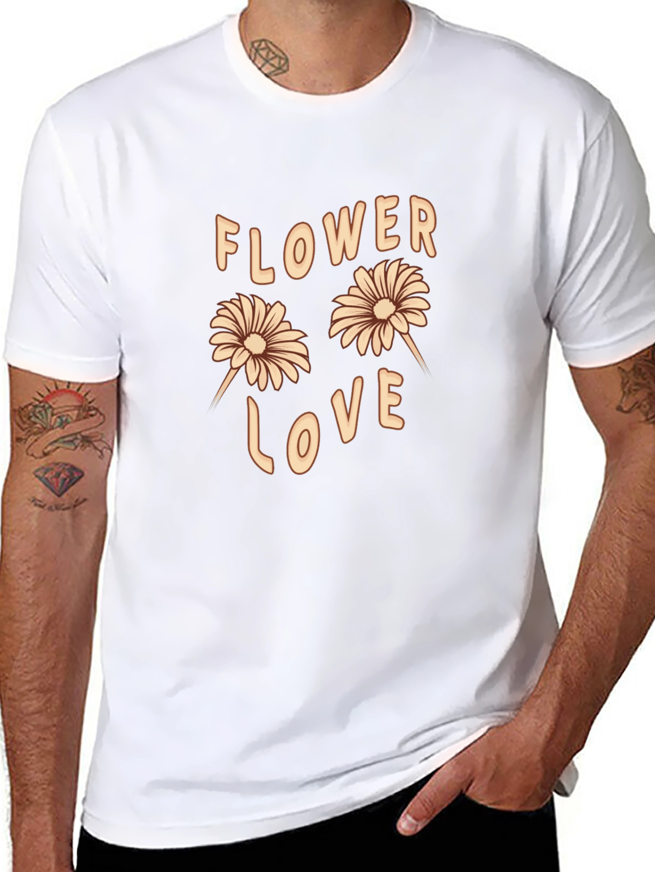 Flower Love Graphic Tee - Trendy Casual T-Shirt
