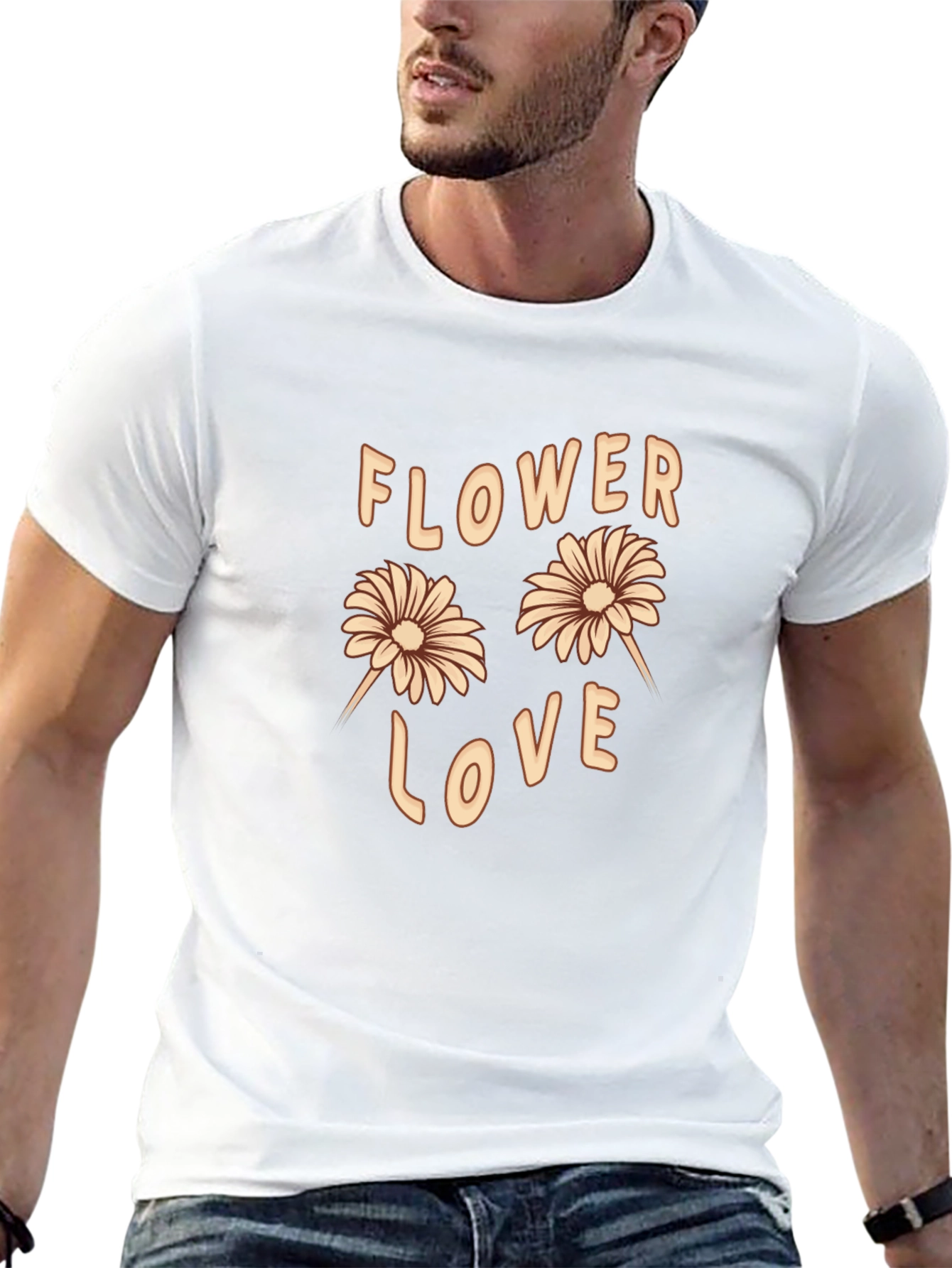 Flower Love Graphic Tee - Trendy Casual T-Shirt