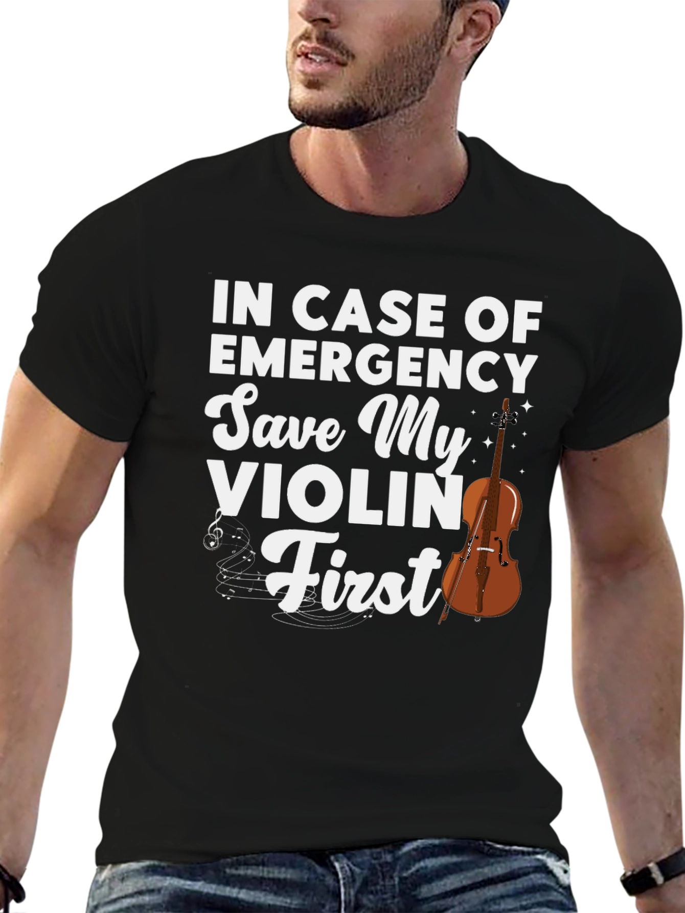 Save My Violin First T-Shirt: Musician Emergency Apparel