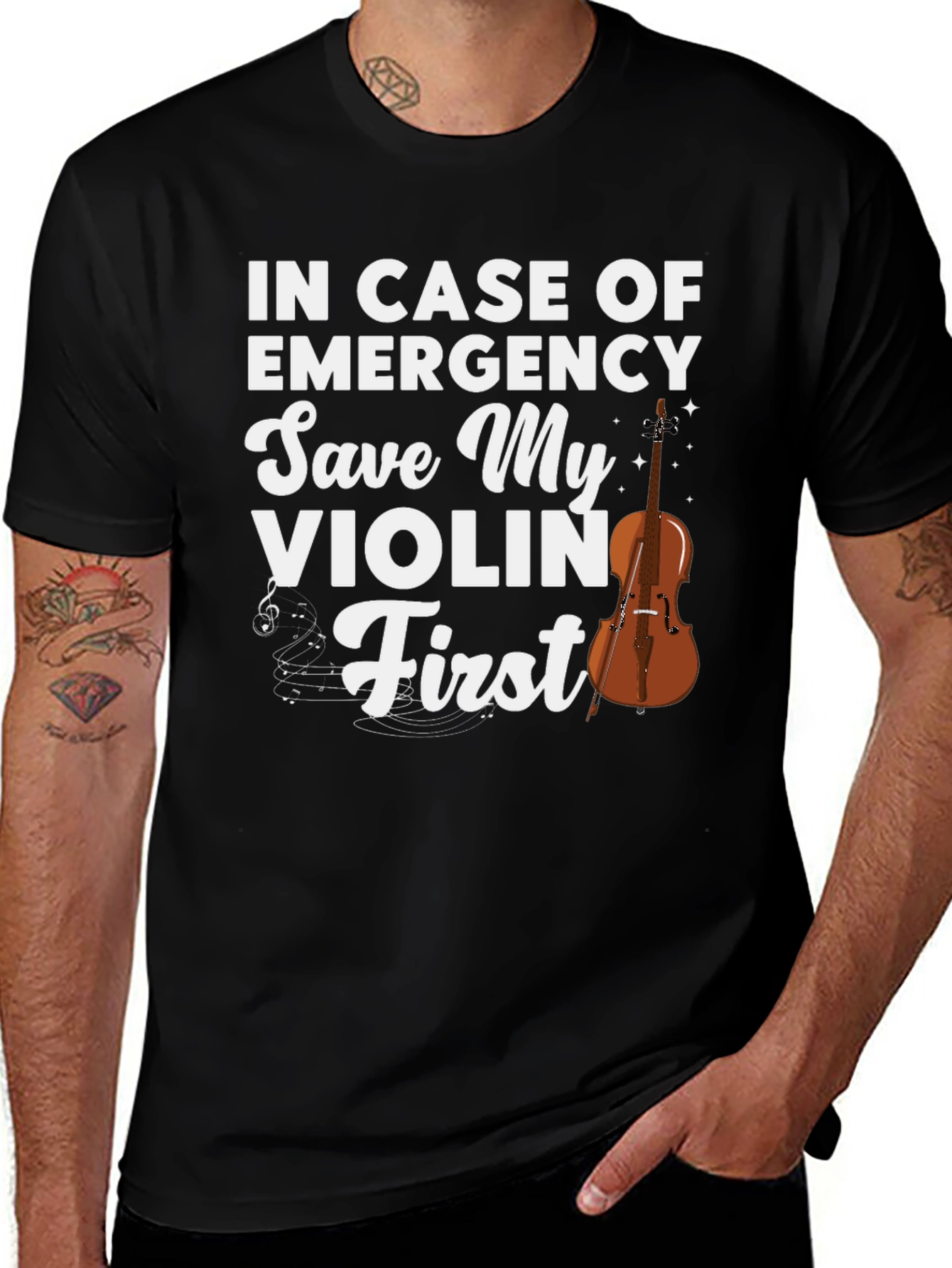 Save My Violin First T-Shirt: Musician Emergency Apparel