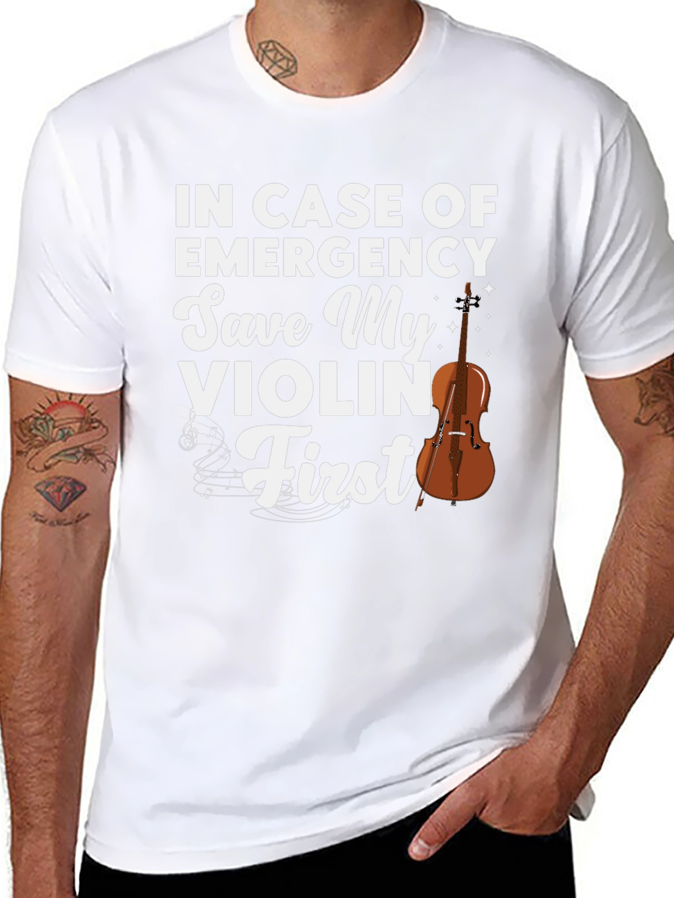 Save My Violin First T-Shirt: Musician Emergency Apparel