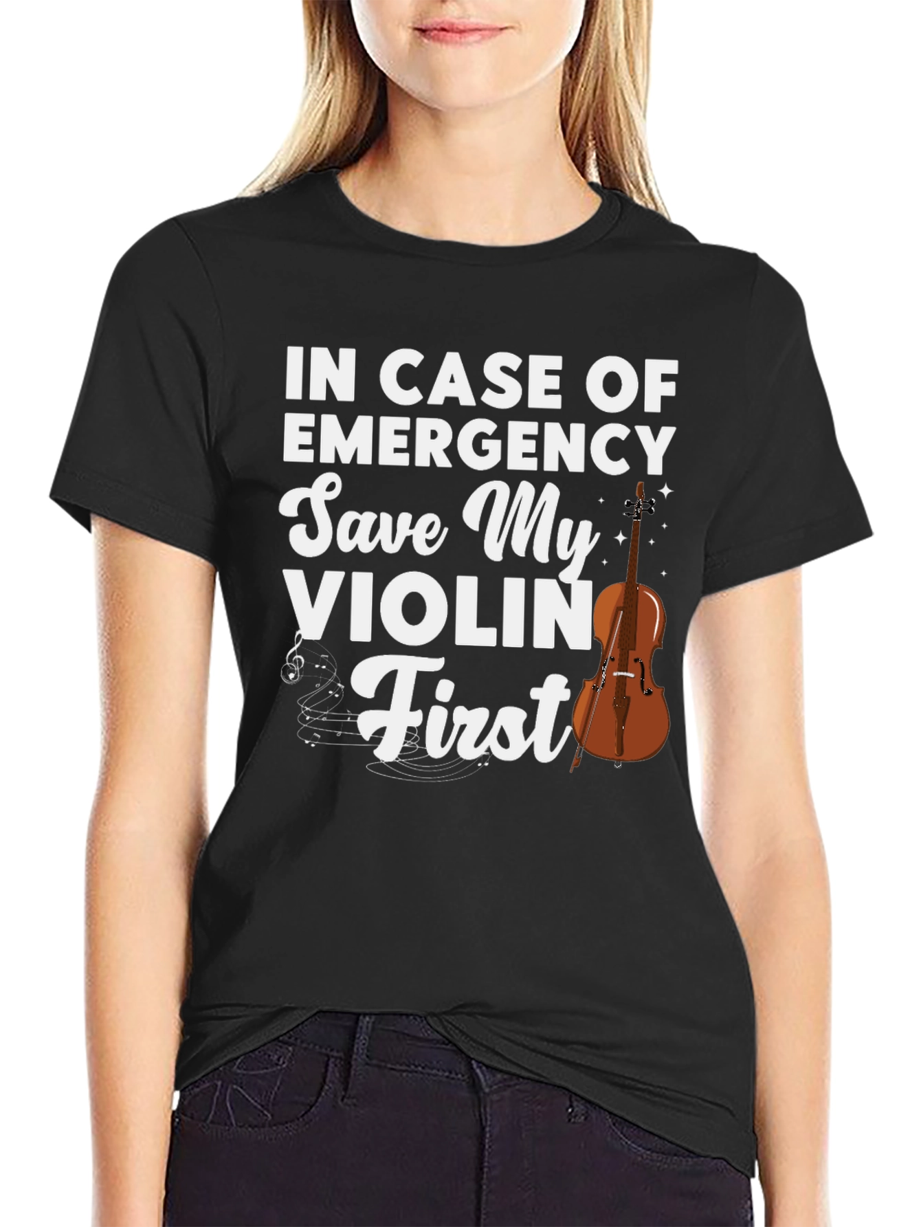 Save My Violin First T-Shirt: Musician Emergency Apparel