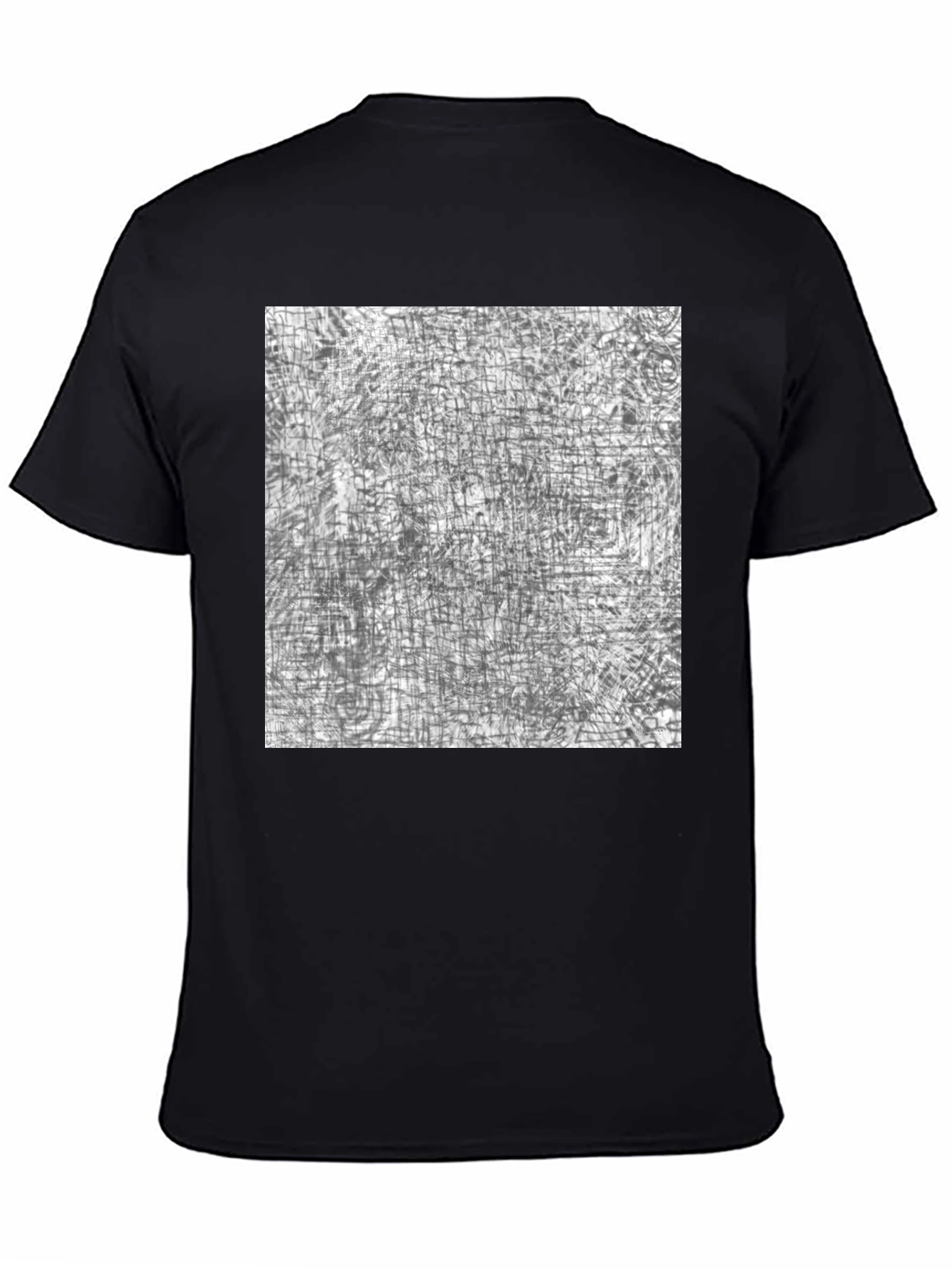 Abstract Grid Graphic Print Black Tee