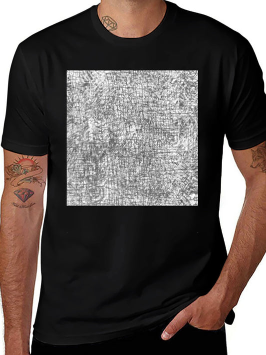 Abstract Grid Graphic Print Black Tee