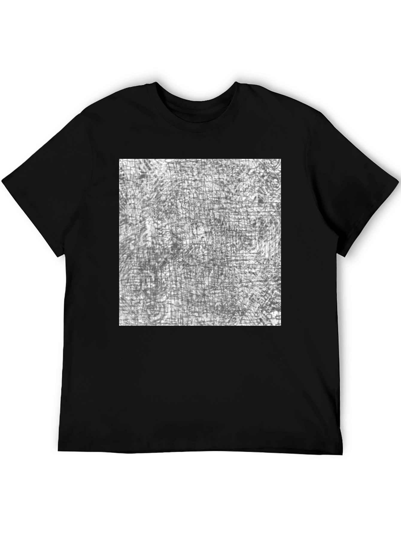 Abstract Grid Graphic Print Black Tee